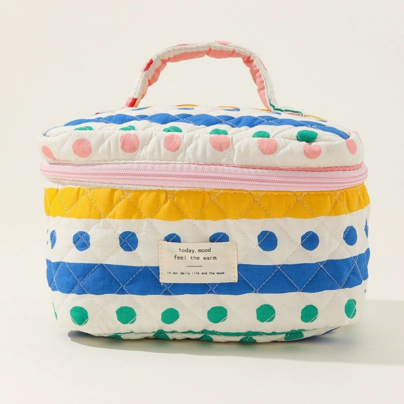 Handheld cosmetic bag, big purse, cute storage system, flowered