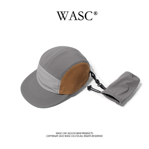 Quick-dry and foldable baseball cap for outdoor cycling, unisex, Japanese-style flat brim cap with contrasting colors, thin design.