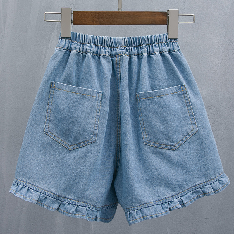 Large size denim shorts for women's summer 2023, thin, chubby mm, elastic waist, loose fit, high waist, slim and wide leg pants