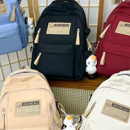 厂家批发跨境书包女简约大容量初高中学生双肩包休闲包可印刷logo