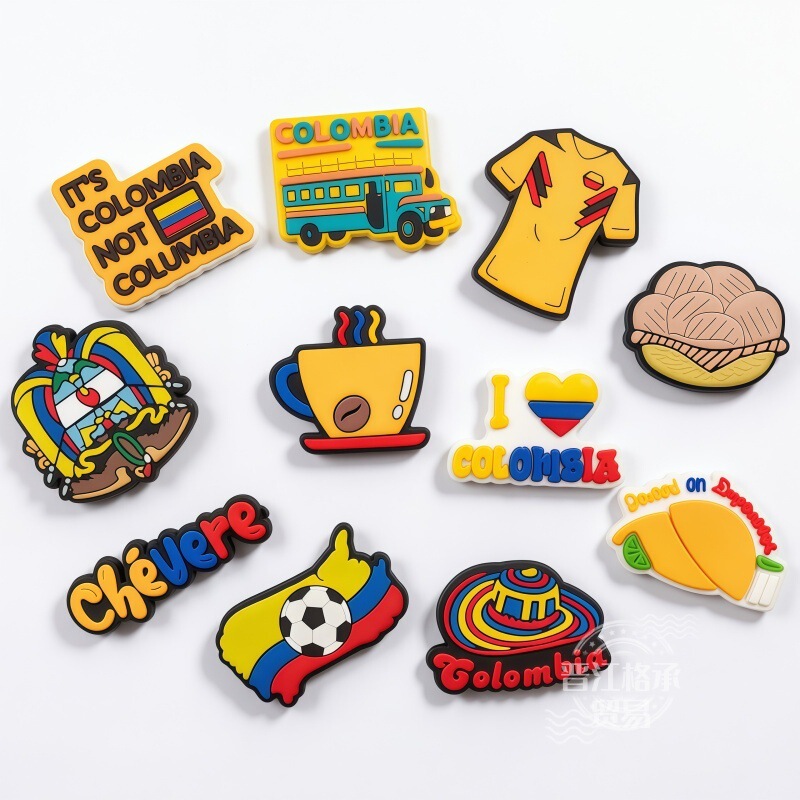 New World Cup Colombia football team uniform-themed clogs with floral designs and shoe accessories, cross-border wholesale