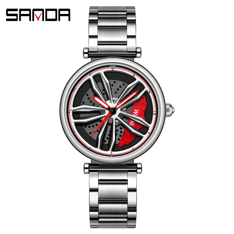 1074 스틸 스트립 실버 레드