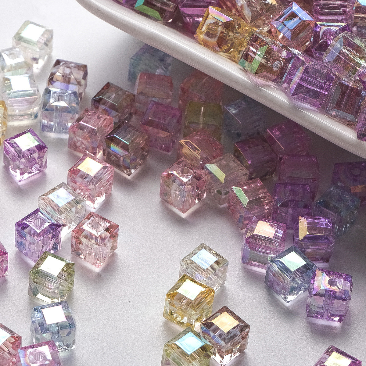 8mm multi-cut acrylic high-transparency square beads colorful three-dimensional loose beads diy bracelet earrings necklace accessories
