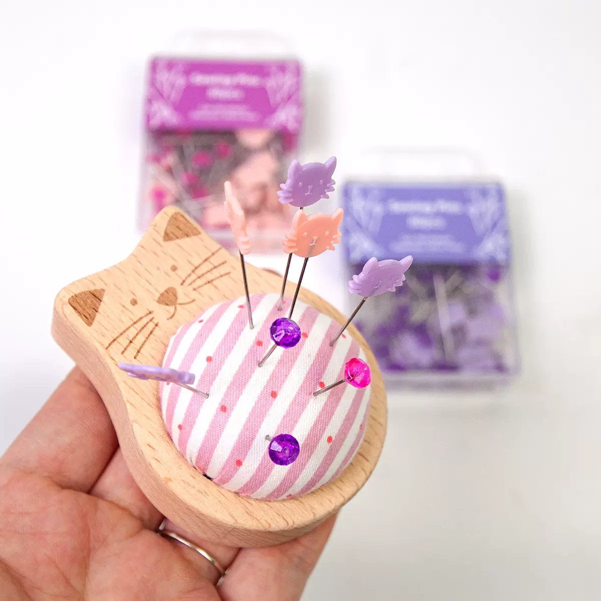 跨境猫钻石定位针Sewing pins 80pcs装猫咪手工缝纫拼布固定针服