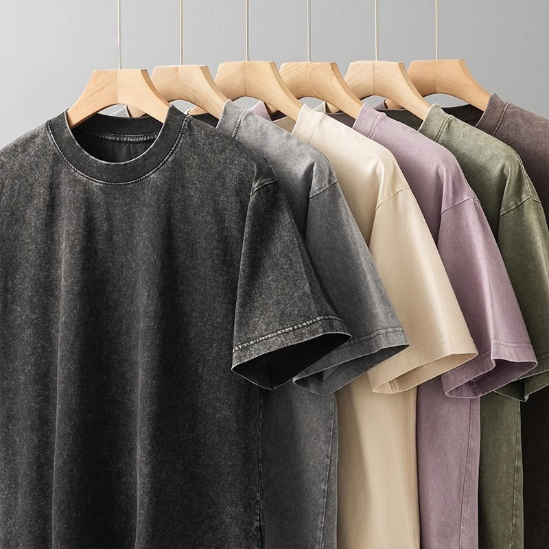 Sentido del diseño verano lavado y desgastado camiseta de manga corta para hombres ins marca de moda suelta camiseta de media manga de algodón retro americano