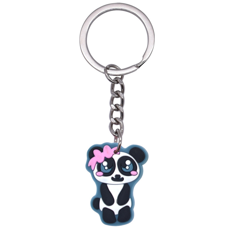 パンダのアニメのキーホルダーの部品のPVCの柔らかいゴムのキーホルダーの包みのペンダントのかわいい小さい贈り物のメーカーは卸売りします。|undefined