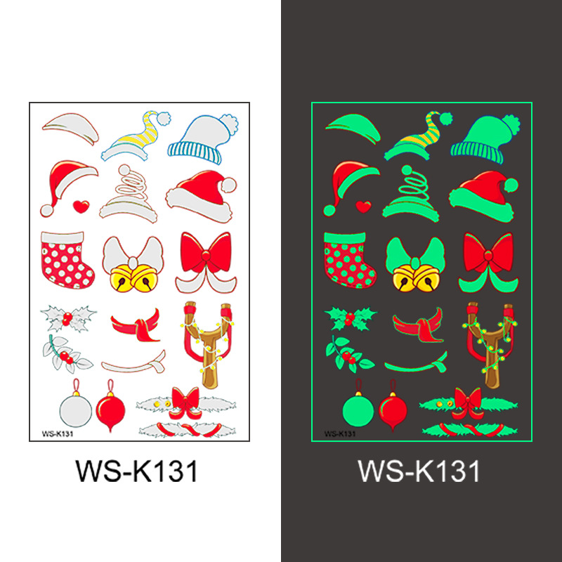 Nuevo punto venta caliente luminoso Navidad pegatinas de tatuaje vacaciones fiesta ventana vidrio regalo de Navidad pegatinas decorativas