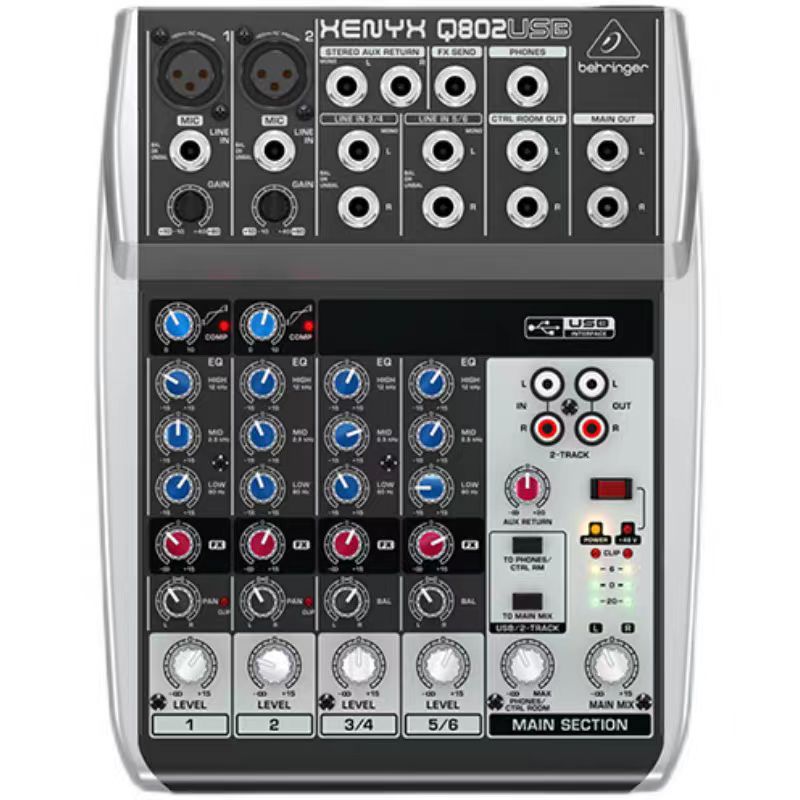 BEHRINGER/百灵达 Q802USB专业家用6路迷你调音台声卡录音棚手机