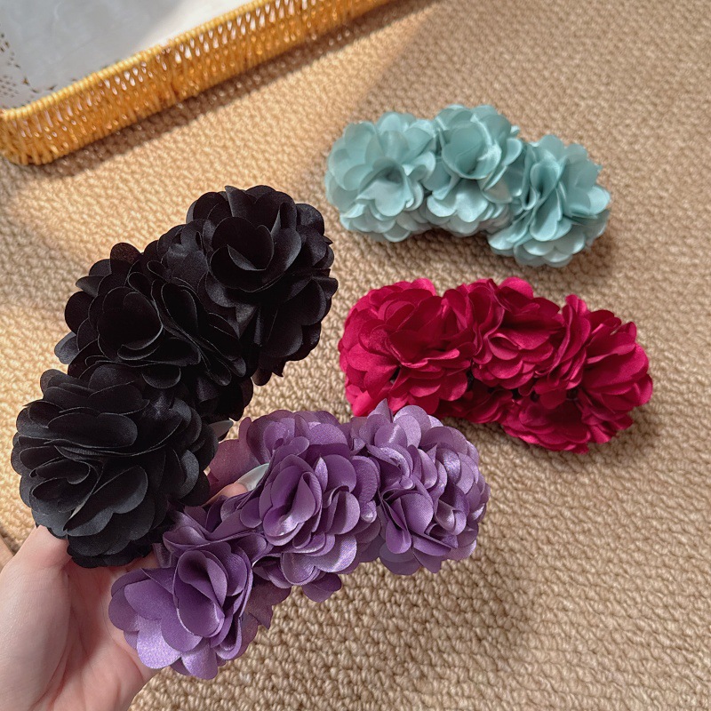 Vintage stijl wijnrode bloem haarclip elegante boho haarspeld_voghion.com