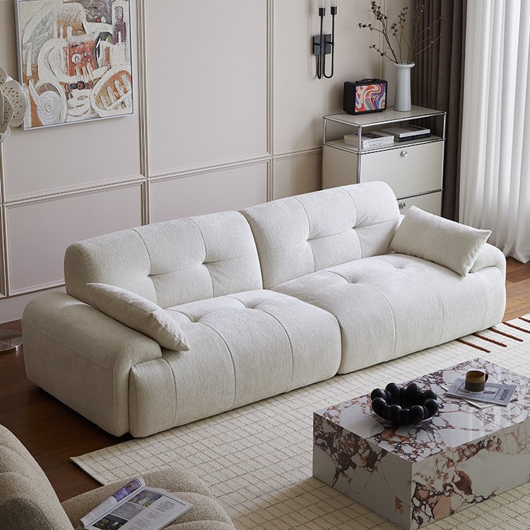 Art de la sala de estar moderna y simple línea recta francesa crema de sofá de estilo superior sofá pequeño