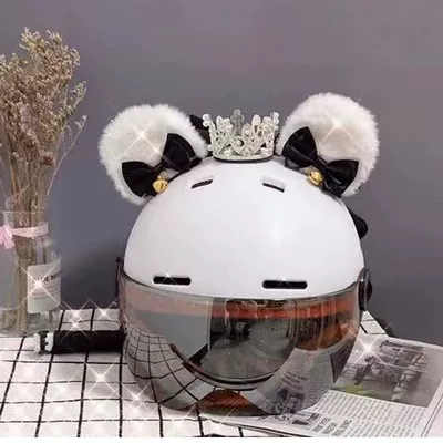 Motorcycle Helmet Decoration Men's – Motosiklet dəbilqələri - white-eared-black-silk-chinese-silver-crown