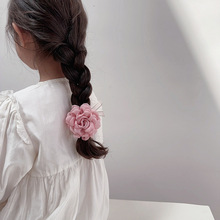 新款法式超仙粉色系镶钻肠圈花朵儿童少女系发圈头绳发饰头饰