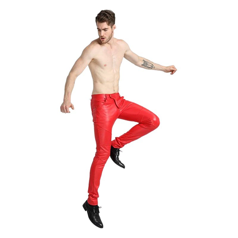 2025 весенне-осенние новые кожаные брюки мужские узкие брюки мотоциклетные корейская версия европейские и американские мужские брюки большого размера на флисовой подкладке из искусственной кожи оптом