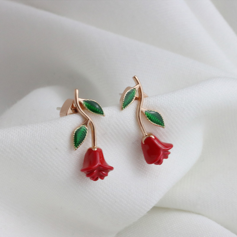 1 Pair Elegant Sweet Rose Copper Ear Studs display picture 1