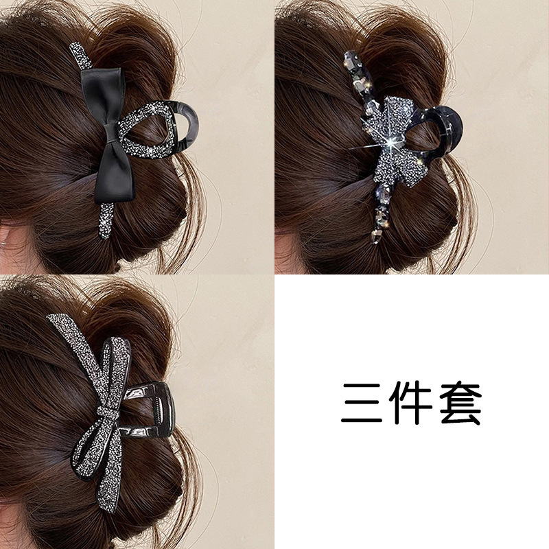 黑色水钻蝴蝶结抓夹女2025新款高级感气质大号后脑勺盘发发夹发卡|undefined