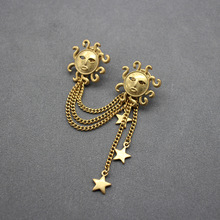 欧美小众设计都市摩登轻松着装首饰太阳胸针西装领扣帽针百搭流苏