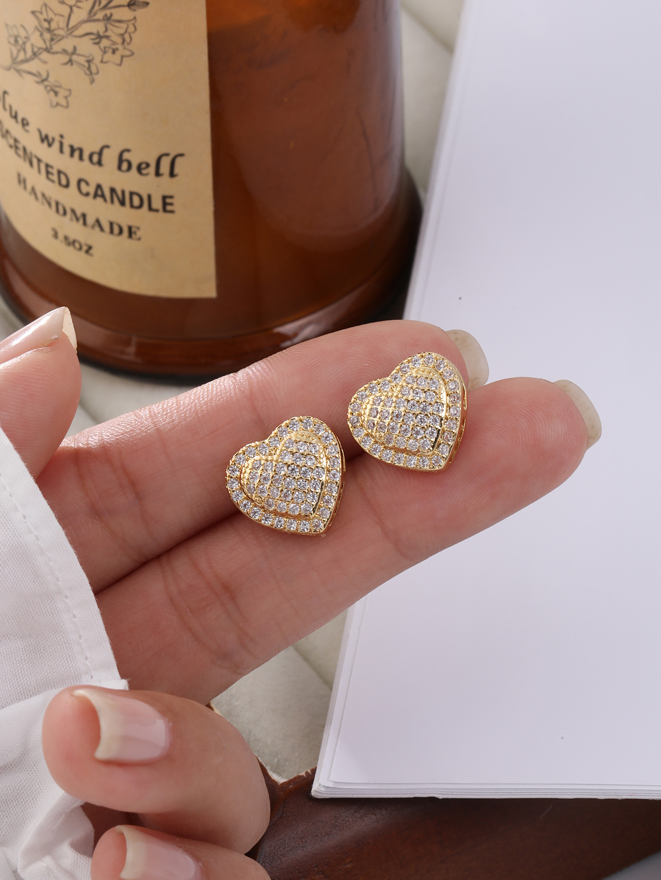 Zircon Inlay Material 1 Pair Elegant Glam Heart Shape Copper Zircon Ear Studs