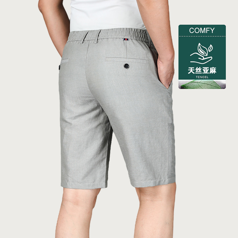 Flax shorts man Five point pants summer Thin section trousers Easy Straight leisure time Tencel ventilation Cotton and hemp Pants