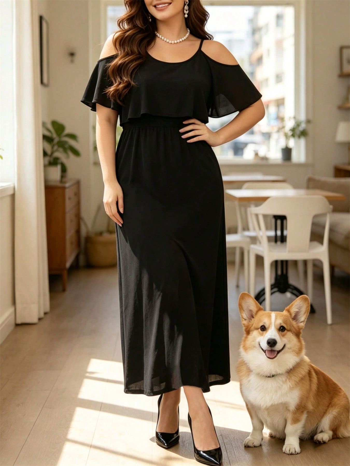 Women's Solid Color Off-Shoulder Long Spaghetti Strap Dress Elegant Summer Fashion_ecoleips.com