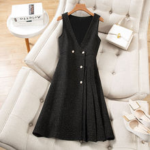 时尚外穿香风裙女背心秋冬新款连衣裙时尚打底马甲毛呢气质两件套