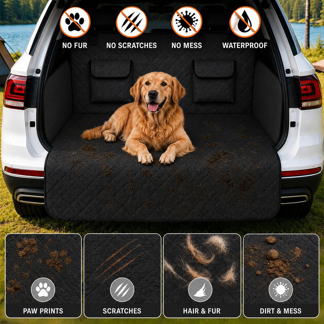 Amazon trunk Car Pet Mat universal car trunk mat cloth anti-dirty waterproof car dog cushion