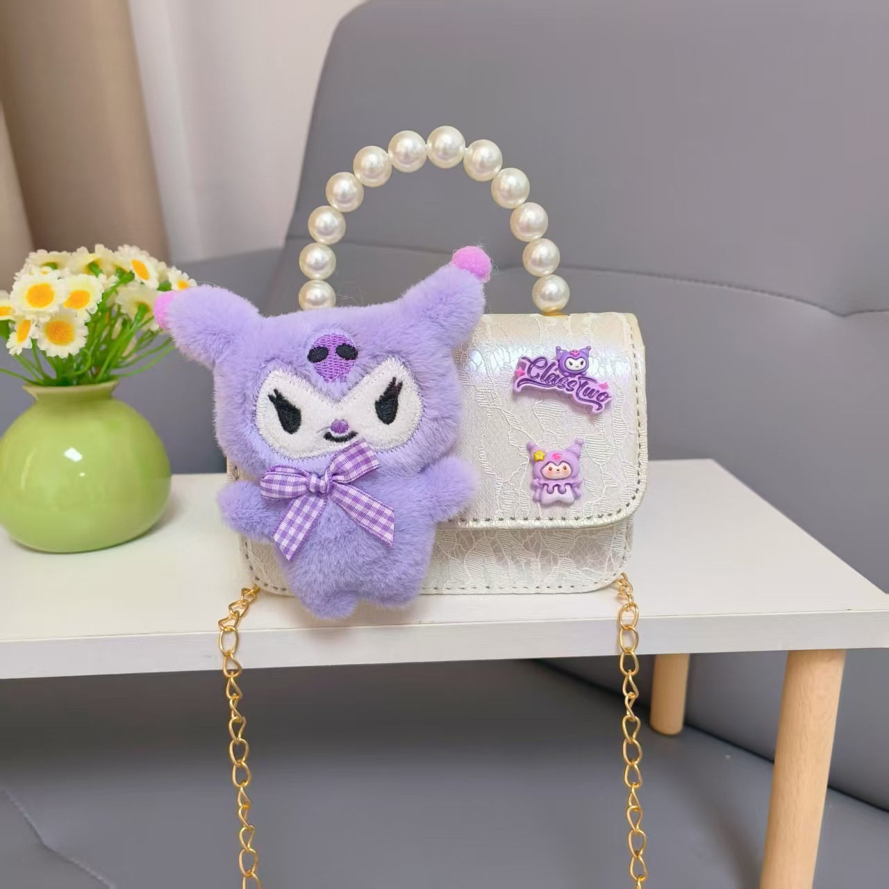 Melody bolso infantil princesa bolso de perla niña billetera de Año Nuevo bolso de hombro cadena