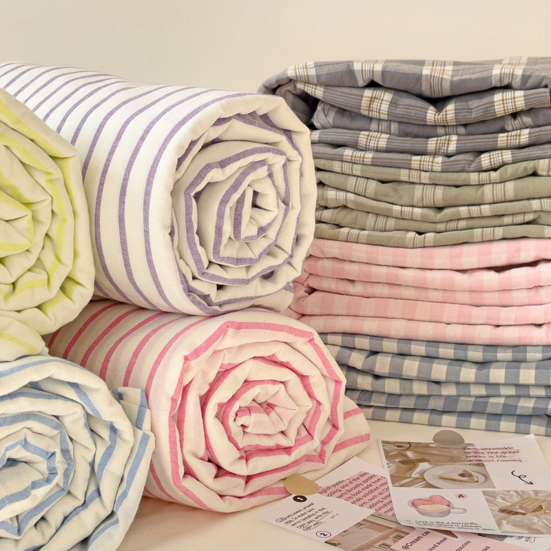 Japanese-style washed cotton single-piece fitted sheet 360 ° fully surrounded mattress protective cover student dormitory bedspread cross-border wholesale +