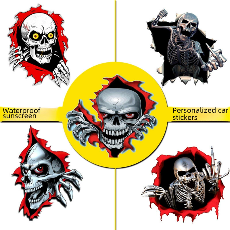 Кarm Car Creative Sticker Blood Red Skeleton 3D Дверь Двери ворота модифицированное лицо персонализированное тело царапки наклейка для авто
