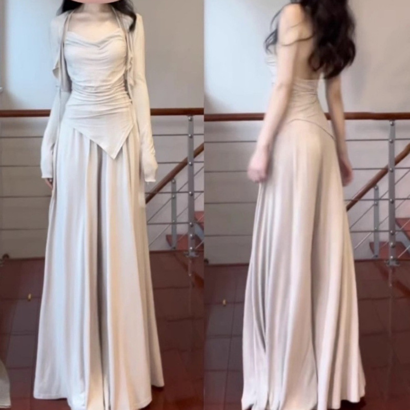 Casual Suit for Women 2026 Spring and Autumn Season Knit Camisole Cardigan Wide-Leg Pants Relaxed Wear Stylish Three-Piece Set