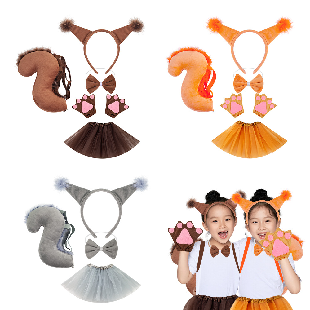 Nueva ardilla diadema traje Halloween Pascua animal diadema niños dibujos animados lindo peluche bola tocado