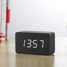 木头电子闹钟声控静音时钟表创意LED礼品钟学生桌面时尚境外小钟