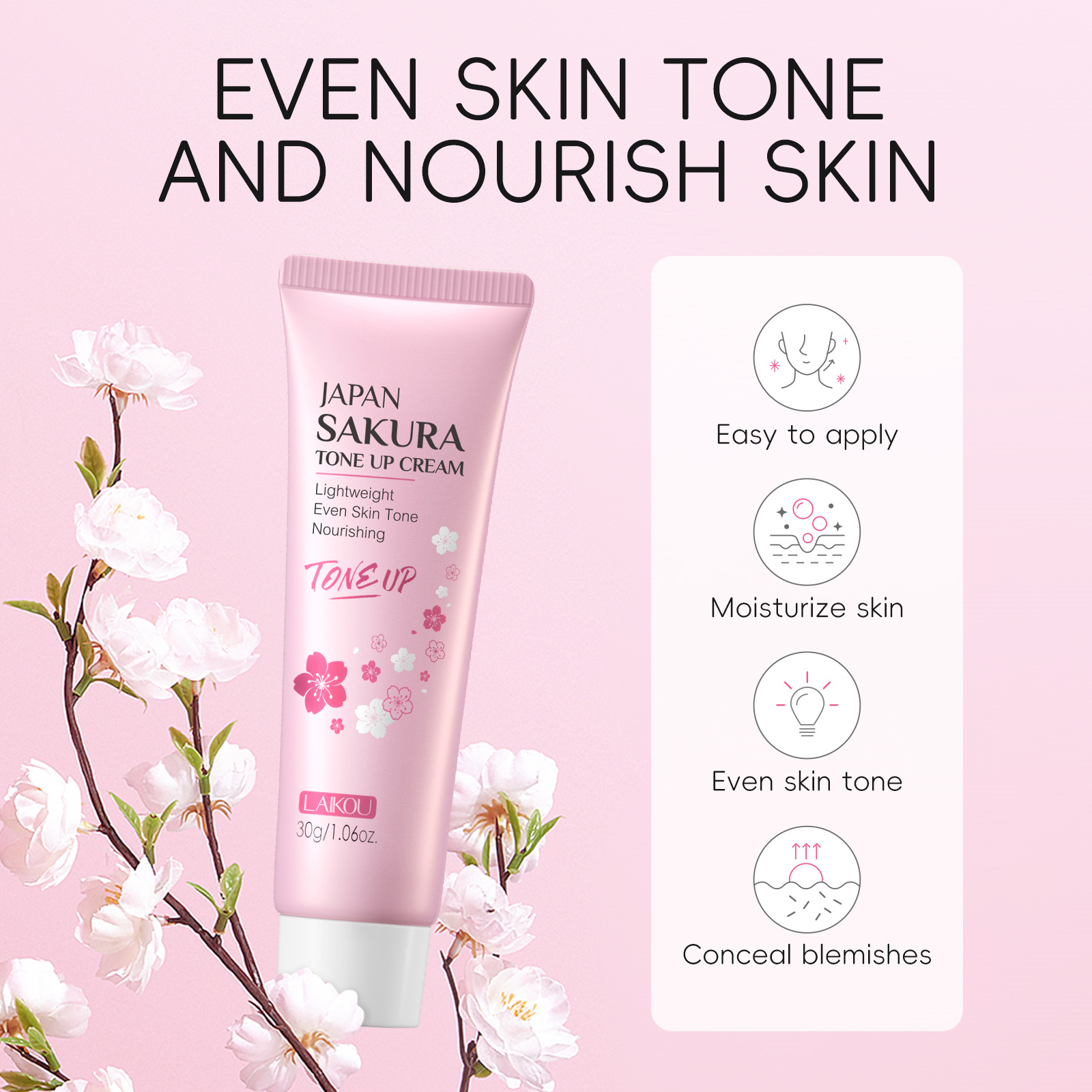LAIKOU Sakura Natural Cream 30g Skin Care and Cosmetic Moisturizing, Hydrating, Hydrating and Beautifying Lazy Person's Face cream undefined