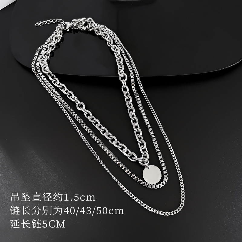 【Non sbiadisce】 La stessa collana a tre strati di Fan Chengcheng, catena alla clavicola, catena al collo in acciaio inossidabile, celebrità_voghion.com