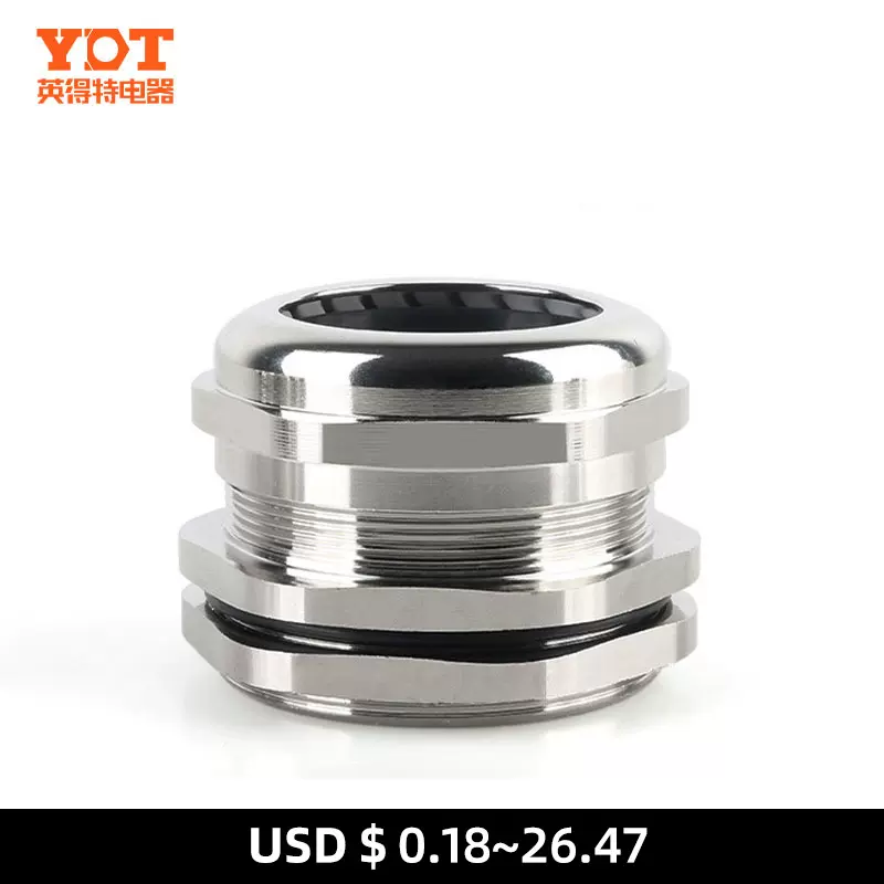 M12型金属防水接头黄铜镀镍M20葛格兰头对接电缆密封填料函固定头