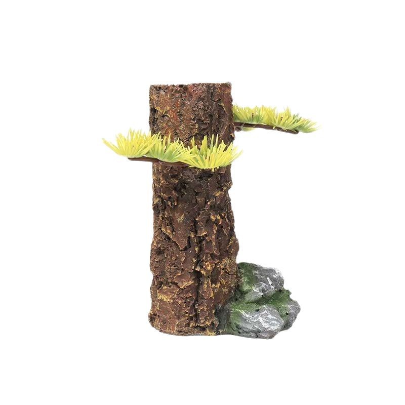 Tanque de agua de madera sumergidos de tronco de árbol artificial, tanque de agua y tierra, corteza de la selva tropical, raíz de rododendro, tocones de champán, paisaje de peceras del bosque