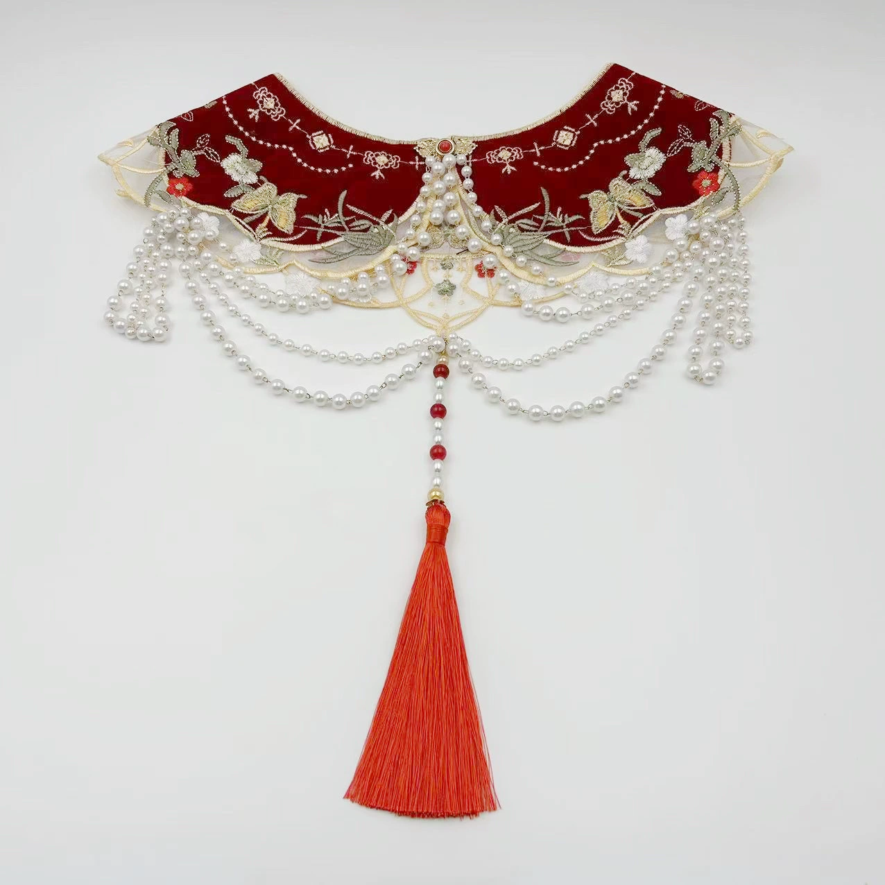 Новый китайский стиль Guofeng облако плечо аксессуары воротник шаль красная лошадь лицо платье тост аксессуары для одежды бабочка любовь цветок Тяжелая вышивка