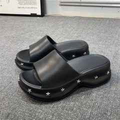厚底拖鞋EVA星星女款夏外穿輕便舒適休閒時尚舒適女士一字拖I