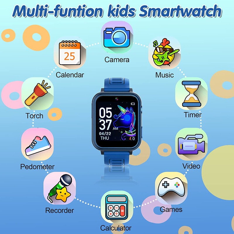 Cross-Border New Children's Toy Smart Watch with Tf Card Slot, Can Take Photos, Record Videos, Play Music, Count Steps, and Support Multiple Languages