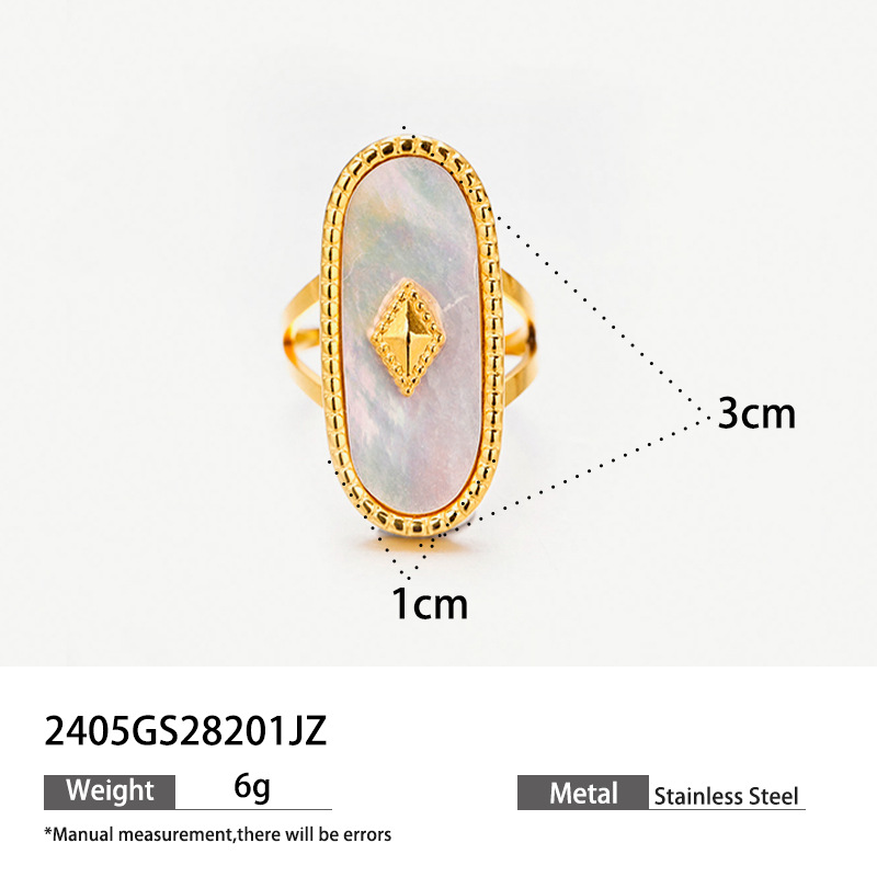 TENA tendencia europea y americana en el anillo abierto de 18 quilates conchas de oro lapis lazuli verde dongling moda joyería de acero de titanio