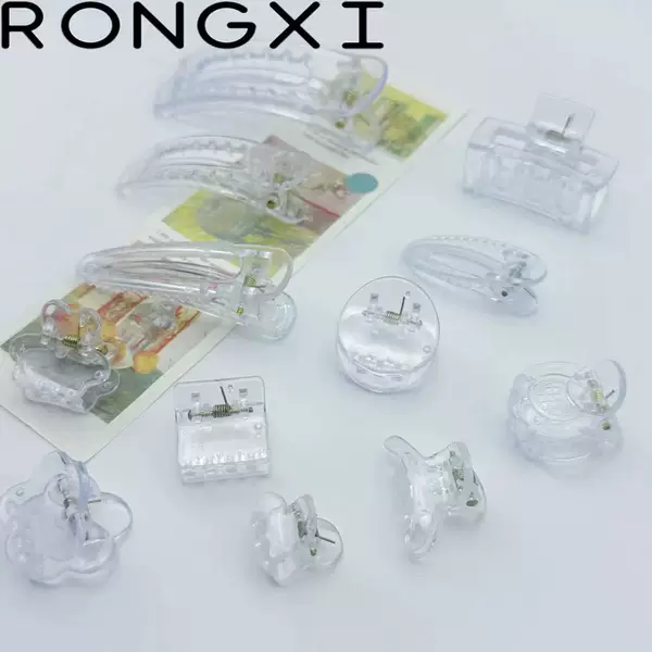 Transparent Color Plastic Hairpin Simple Women's Grab Clip Back Head Disc Hairpin Handmade DIY Material Cream Glue Accessories