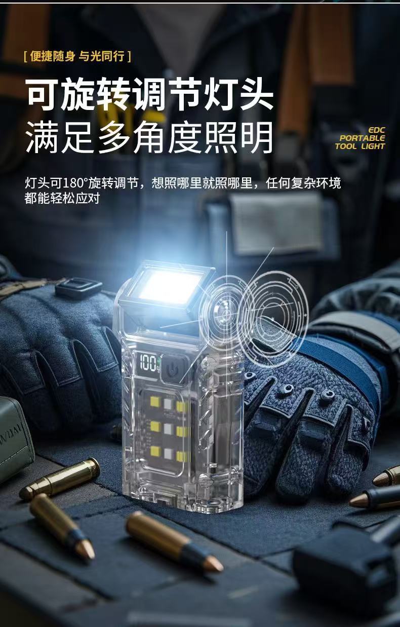 Cross-Border Led Work Light Cap Clip Light Flashlight Magnetic Multi-Function Auto Repair Light Work Light Cob Electric Display Portable
