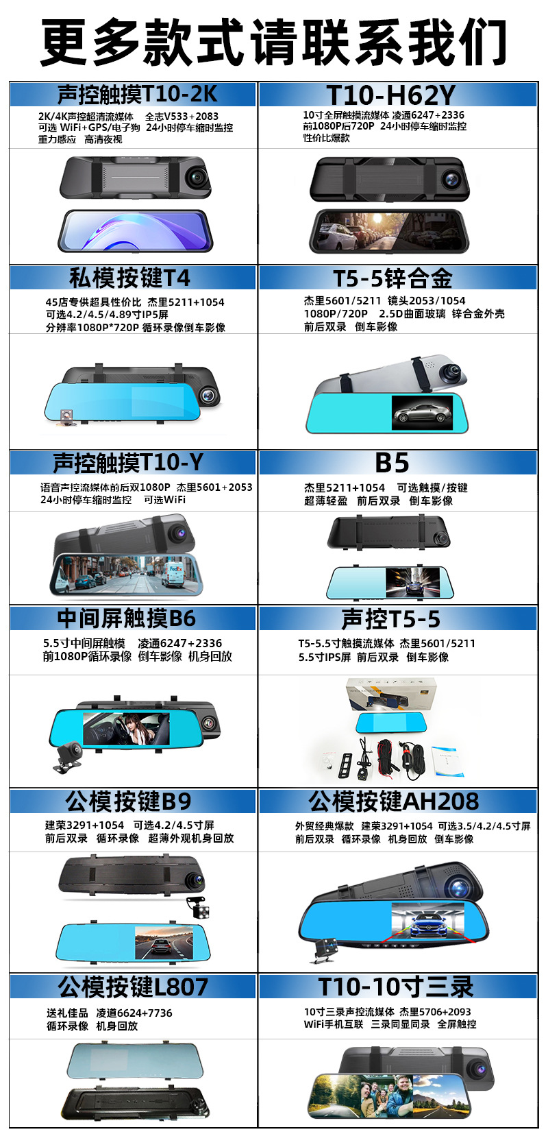 Cross-border 10-inch driving recorder 4K front and rear dual recording WIFI full screen streaming media rearview mirror recorder HD