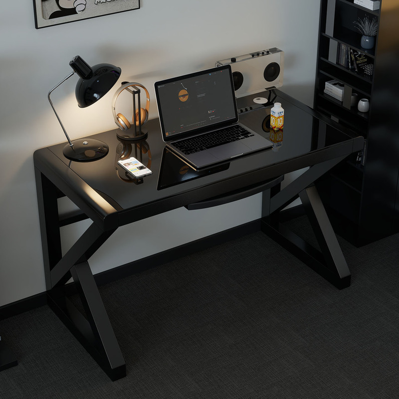 Computer Desk Tempered Glass Desktop Bedroom Home Desk Student Study Desk Small Apartment Simple Gaming Office Desk