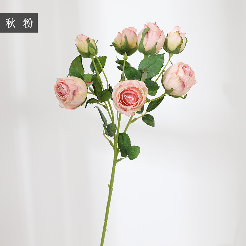 7 flores de rosa retrógrada flores de imitación de bordes de rojo flores secas flores de decoración de mesa de comedor accesorios de fotografía