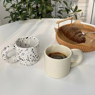Hand Kneading Chubby Splash Ink Dot Mug Sesame Glaze Ceramic Cute Niche Korean ins Cup Water Cup Latte Cup