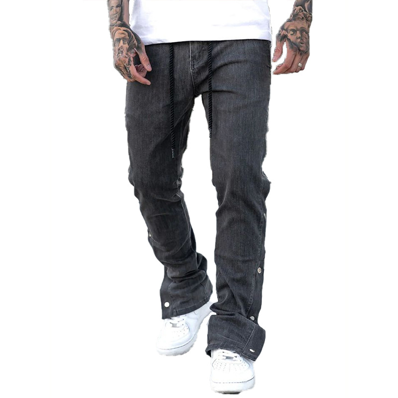 Men's High Street Utility Cargo Pants With Zipper & Button Details - Stretch Denim Jeans For Streetwear & Casual Wear_voghion.com