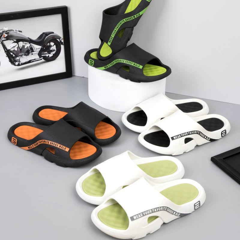 Высокоэластичные сандалии и тапочки из ПВХ, мужские оптовые модные туфли для отдыха, затоптанные экскременты, буквы, сандалии и тапочки, домашняя обувь для ванной