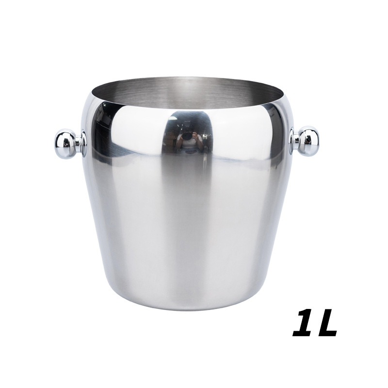 Cubo de hielo portátil de acero inoxidable, aislado, para bar, KTV, cerveza y champán