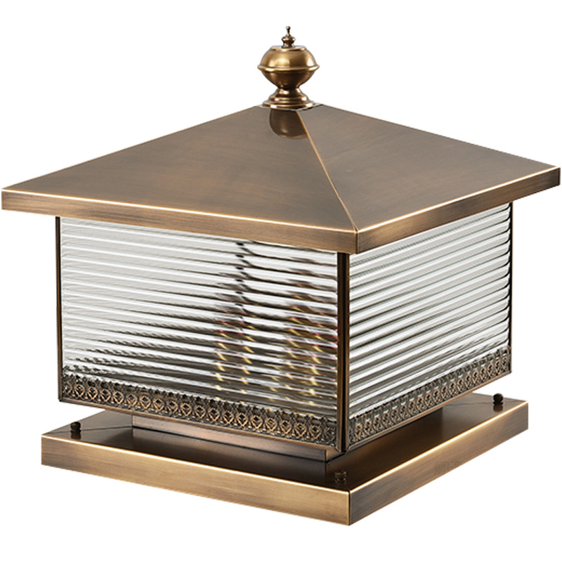 lámpara de poste solar de doble propósito al aire libre de cobre completo lámpara de poste de puerta de pared de patio villa lámpara de poste de puerta exterior impermeable lámpara de poste de puerta