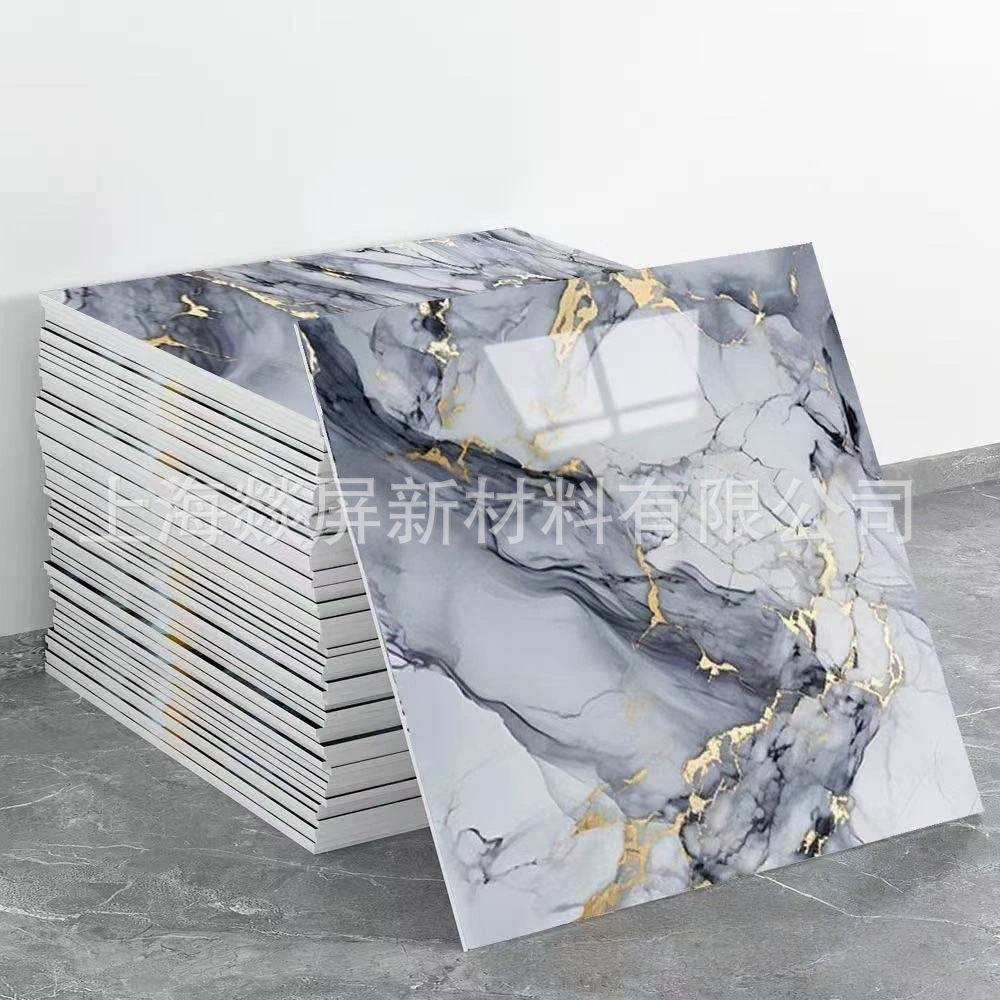Autoadhesivo impermeable imitación de azulejos de pared de aluminio placa de plástico renovación decoración de cocina de mármol pegatinas de pared de baño